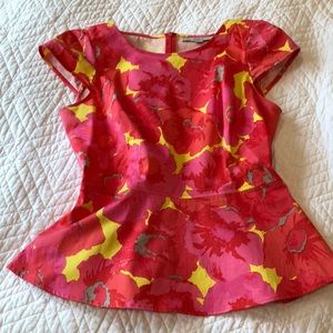 LOFT Floral Structured Peplum Top